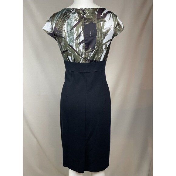 Ann Taylor Sheath Dress Size 8 Empire Waistline Camouflage Pleated Dark Academia - Picture 2 of 16